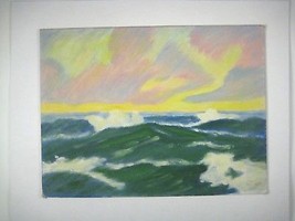 Acrylic Painting Seascape Sea Unframed 12 x 16 Inch Abstract Canvas Board Green - £15.65 GBP