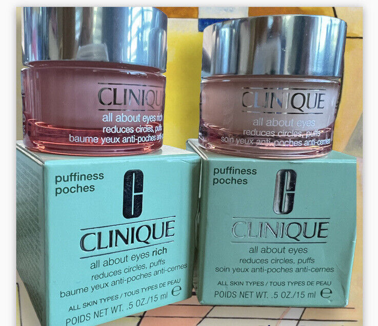 2 Clinique  eye cream All About Eyes Reduces Circles Puffs Fill size 0.5oz/15ml