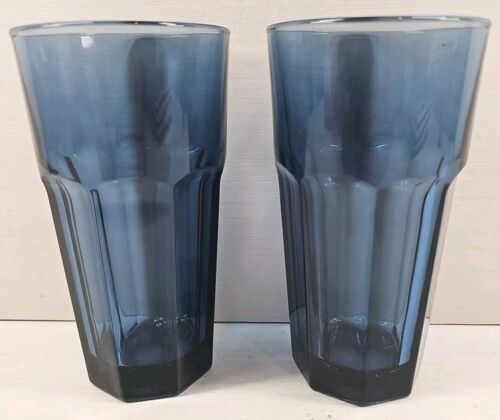 2 Libbey Gibraltar Dusky Blue Coolers Set Duratuff Paneled Drinking Tumb... - $31.65