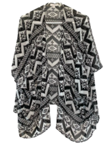 Charming Charlie Sheer Open Front Kimono Wrap Black/White Aztec Print Size L - £9.06 GBP