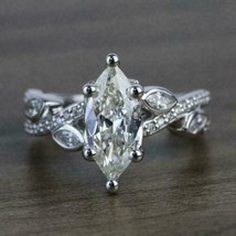 Engagement Ring 2.95Ct Marquise Cut Simulated Diamond 14k White Gold in Size 8 - $267.83