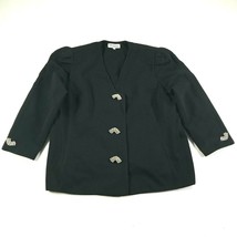 Vintage Katherine Lindsay by Matthew Blazer Womens 20 Black V Neck Rhine... - $38.60