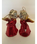 Set Of Vintage Kissing Angels Christmas Bell Ornaments Porcelain 5”. - £17.64 GBP