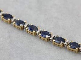10CT Oval Cut Lab-Created Sapphire &amp; Cz Bracelet for Women 14K Yellow Gold Over - £143.87 GBP