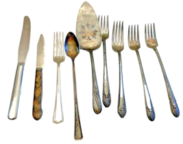 Silverware Silverplate Crown Holmes &amp; Edwards Spoons Forks Knife Vintage Lot 9 - £14.82 GBP