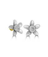 Real Fine 0.47ct Natural Diamond Earrings 18K White Gold G Color VS2 Flower - £1,926.47 GBP