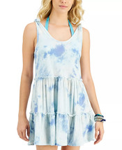 MIKEN Swim Cover Up Dress Cotton Tiered Tie Dye Blue White Size Large $28 - NWT - $8.99
