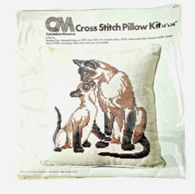 Columbia Minerva Pillow Cover Siamese Cat Cross Stitch  Kit 6734 Vintage 1976 - £11.45 GBP