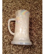 Vintage Federal Glass Moonglow White Opalescent  Mug Stein Pub Scene - $6.64