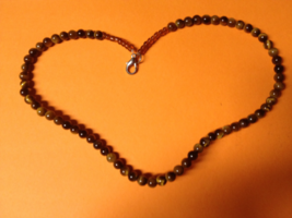 TIGER EYE Beaded NECKLACE - 18 inches long - FREE SHIPPING - £23.98 GBP
