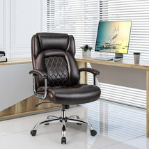 Big Tall Office Chair Height Adjustable Computer Desk Swivel Chair Metal Base - £187.48 GBP