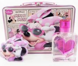 Minnie Mouse Disney Metal Lunch Box, Eau De Toilette and Luggage Tag NEW - $28.55