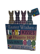Easter Wishes Bunny Kisses Hippito Hop Egg Hunts Jelly Beans Hanging Sign - £12.65 GBP