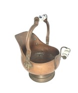 Copper Coal Scuttle Bucket Pitcher Planter Porcelain Handle 12.75&quot; tall - $27.35 CAD