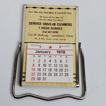 Vintage 1978 Desk Calendar w/ Mirror &amp; Stand Service Drive In Cleaners - £12.74 GBP