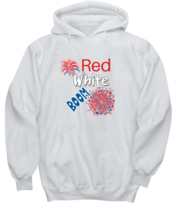 Independance Day Hoodie Red White Boom, Patriot, 4th July White-H  - £25.44 GBP