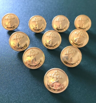 Lot of 10 USSR Navy Uniform Gold tone Metal Buttons 22 mm Anchor with Rope - $13.02 CAD