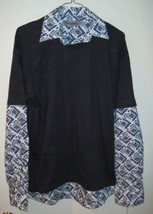 DRAGONFLY Clothing Company Long sleeve hipster shirt Blue shapes Sz M - £27.07 GBP