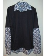 DRAGONFLY Clothing Company Long sleeve hipster shirt Blue shapes Sz M - £27.56 GBP