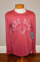 True Religion Sz L Horseshoe Logo Tee Shirt Earth Red Crew Long Sleeve A... - $21.77