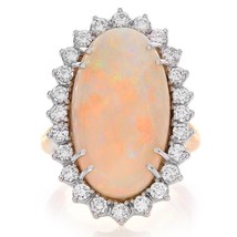 9.63 Ct.tw. Opal And 1.25 Ct.tw. Diamond Handmade Vintage Ring 18K Yellow Gold - £3,789.01 GBP