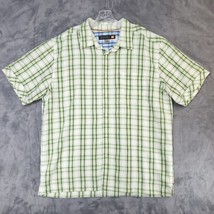 QuikSilver Shirt Men&#39;s XL yellow Green White Plaid Button Up Camp Waterman - £11.35 GBP
