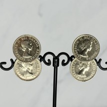 Vintage Queen Elizabeth 1953 1 Cent Canadian Coin Earrings Pair Screw Back - $13.85