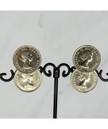 Vintage Queen Elizabeth 1953 1 Cent Canadian Coin Earrings Pair Screw Back - £10.83 GBP