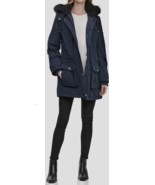 DKNY Sz S Faux Fur Hooded Anorak Black Water Resistant Parka Jacket Coat... - £77.85 GBP