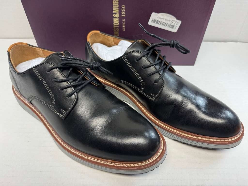 Johnston &amp; Murphy Upton Plain Toe Black Full Grain 11 M US #3521 - $77.60
