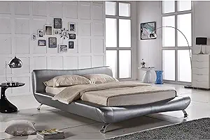 Joyce Collection Contemporary Faux Leather Platform Bed With Headboard, ... - $1,619.99