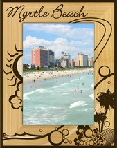 Myrtle Beach with Palm Tree Laser Engraved Wood Picture Frame Portrait (3 x 5)  - $25.99