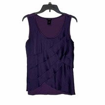 Ann Taylor Layered Tank Top Scoop Neck Lined Stretch Purple Satin Women Medium - £12.01 GBP