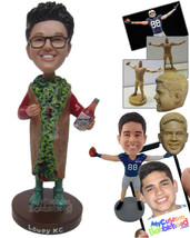 Personalized Bobblehead Dude In Villain Costume With A Bottle In Hand - Super He - £71.90 GBP