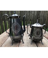 Antique Egyptian Revival Silverplate Teapot &amp; Sugar Jar Lidded Set - £77.90 GBP