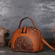 2022 New Retro Handmade Totem Handbag Leather Women Bag Cowhide Small Lady Casua - £92.66 GBP