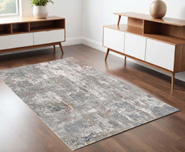 4&#39; X 6&#39; Gray And Ivory Abstract Area Rug - £128.11 GBP+