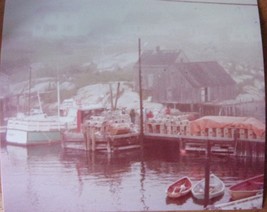 Vintage Peggys Cove Parked At The Dock On A Foggy Day In Nova Scotia Can... - £1.52 GBP