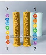 2 Pillar 7 Chakra Silicone Mold - Spiritual Candle Mold - Ritual Candle ... - £46.75 GBP