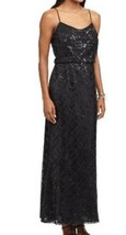 Womens Dress Evening Gown Party Formal Chaps Sequin Maxi Black Chiffon $150-sz 6 - £55.38 GBP