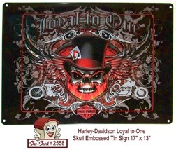 Harley-Davidson Loyal to One Skull Embossed Tin Sign - new - £19.60 GBP