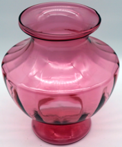 Vintage Pilgrim Glass Cranberry Vase Rib Column Optic Panels Art Deco Des ~VIDEO - £20.74 GBP