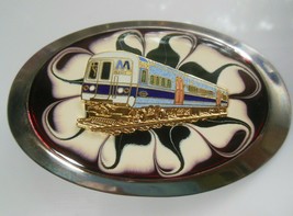 Vintage Enamel Railroad Belt Buckle 3.1/4&quot; x 2.5&quot; - $27.23