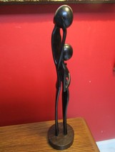 African Artist B. Mouanga Wood Sculpture &quot;Father And Child&quot; Signed - £159.24 GBP