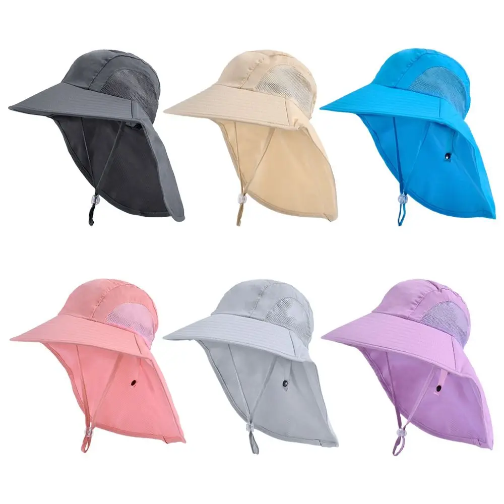 Children Summer Bucket Hats UV Protection Outdoor Beach Sun Hat Boy Girl Flap - £12.62 GBP