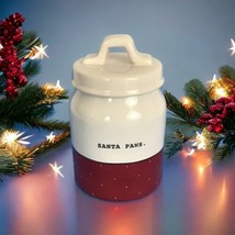 Rae Dunn Santa Paws Dog Treat Jar Canister Container 5&quot; Ceramic With Lid  - £38.53 GBP