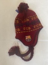 Fc Barcelona Nwt Peruvian Red B EAN Ie Pom Winter Hat Soccer - £19.75 GBP
