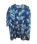 Tommy Bahama Shirt Mens Size XXL Blue Short Sleeve Tropical Leaves Hawai... - £14.85 GBP