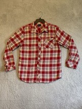 O&#39;Neill Men Large Red &amp; White Plaid Classic Fit Button Down Flannel Shirt - $16.83