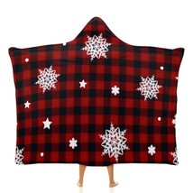 Mondxflaur Red Grid Hooded Throw Blanket for Living Room Loveseat Office Warm - £17.57 GBP+